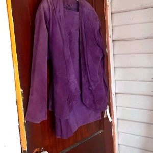 Megan Barrett suede purple suit sz 14 vintage